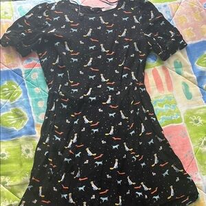 Zara Black Mini Dress with Colorful Animal Print